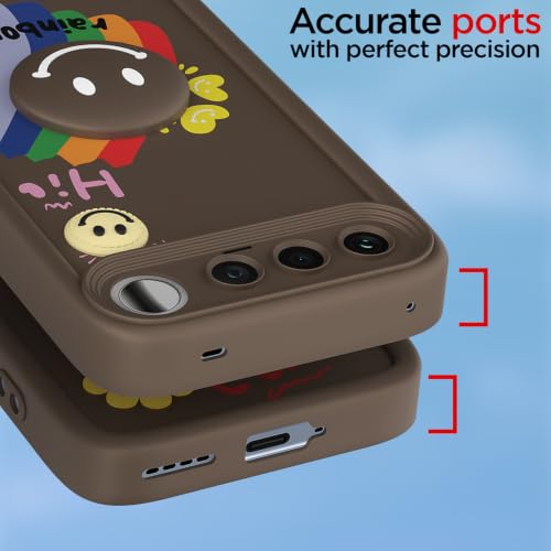 Image of Pikkme Back Cover for Realme 16 5G | Soft Silicone| Cute Rainbow Smile & 3D Cartoon Flower Design | Shockproof Raised Camera Protection Bumper Case (Brown)