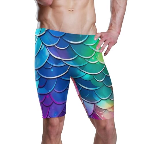 UMIRIKO Color Mermaid Fish Scale Mens Swim Jammers Swimsuit XL B0401389