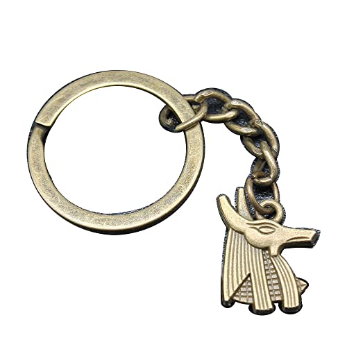 TARAKI Ancient Bronze Anubis Keychain Egyptian God Anpu Key Chain