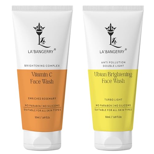 Image of LA'BANGERRY Ubtan & Vitamin C Face wash Combo | For Brighter & Radiant Skin | Vegan Face Wash For Women & Men | (50 mlx2)