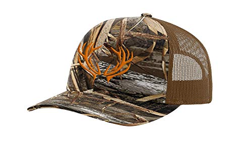 Heritage Pride Mens 3D Embroidered Deer Antlers Mesh Back Trucker Hat Camo Blades