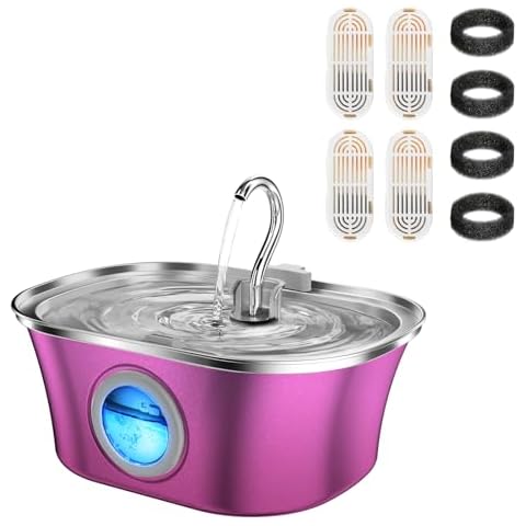 HICC PULE Cat Water Fountain(Pink) & Replacement Filters Cover