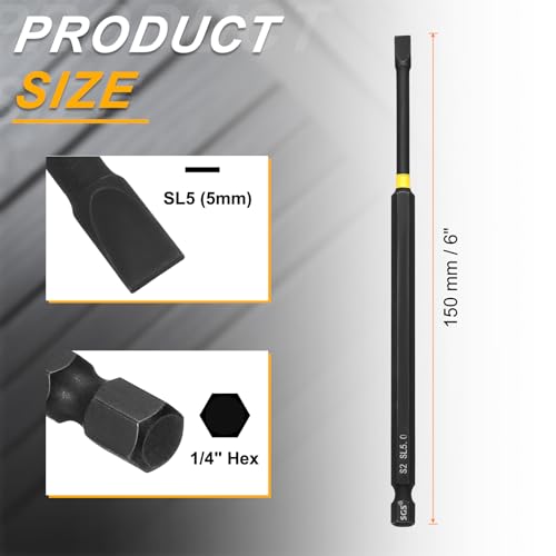 Puntas de destornillador plano de 150mm para tornillos profundos SL5 3
