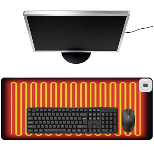 Peelanmall Alfombrilla de escritorio climatizada, 80 x 33 cm, almohadilla de calefacción inteligente con 6 niveles de temperatura, apagado automático de 4 horas, puerto USB