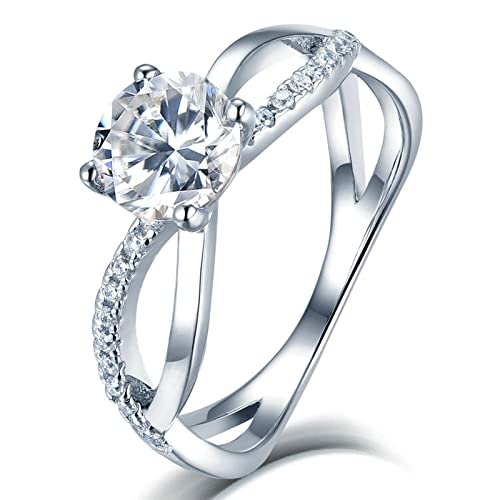 Bague moissanite blanche argent S925 anti-ternissement sertissage 4 broches