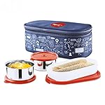 Pigeon Lunch Box Fresh Meal Stainless Steel Insulated Tiffin Box | Executive, School, Travelling| Pack of 3 – Blue (2 Year Warranty)
