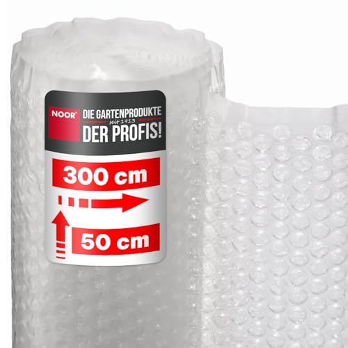 NOOR Luftpolsterfolie Rolle 0,5x3,0 m - Polsterfolie Noppenfolie Isolierfolie - recycelbare UV-beständige Kälteschutzfolie Frostschutzfolie für Kübelpflanzen - ideal für Versand, Verpackung, Umzug