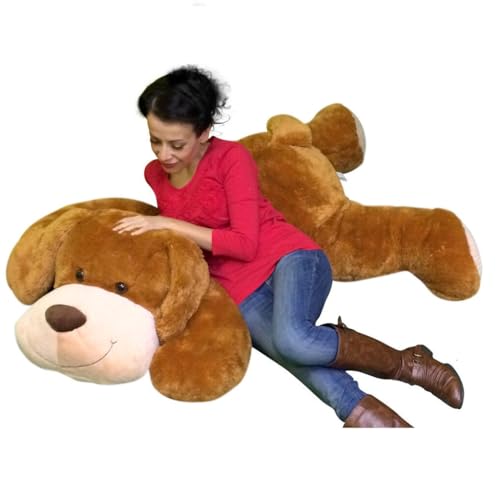 Image of Giant Sleeping Dog Soft Toy - 4 Feet Ultra Soft Plush Puppy Toy for Girls, Boys & Adults | Cute Hug Buddy Gift for Kids, Birthday, Anniversary & Valentine - Big Size Stuffed Animal