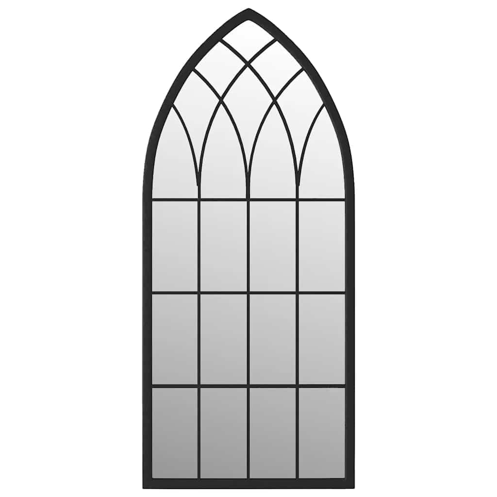 Mangloder Espejo de jardín negro 70 x 30 cm, hierro con efecto oxidado, agujero preperforado, espejo de pared para exterior, decoración para orientación de la luz y aumento óptico