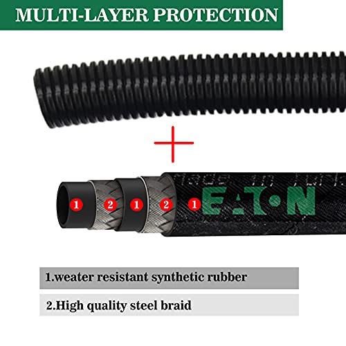 3Mirrors Hpop High Pressure Oil Pump Hoses Lines & Crossover Replacement Kit, Dual Metal Braided Hose (Eaton Gh781-06) Compatible With Ford 1999-2003 7.3L Powerstroke Turbocharged Engine #TOP2