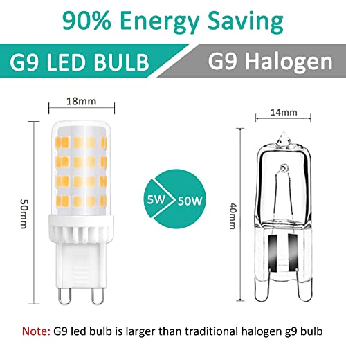 Caldarax G9 LED Bulbs, 5W, Natural White 4000K, 450LM, Equivalent to 50W Halogen, No Flicker, Non-dimmable - Image 2