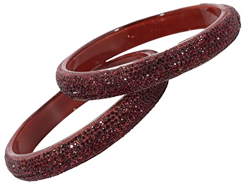 Image of NMII Glass with Zircon Gemstone and Glitter Kada Set For Women and Girls