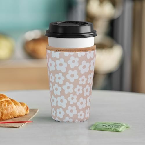 Image of Reusable Insulated Neoprene Iced Coffee Cup Sleeve, Durable Drink Sleeve for Cold Beverages, Beverage Holder for Iced Coffee (Creamy Florals)