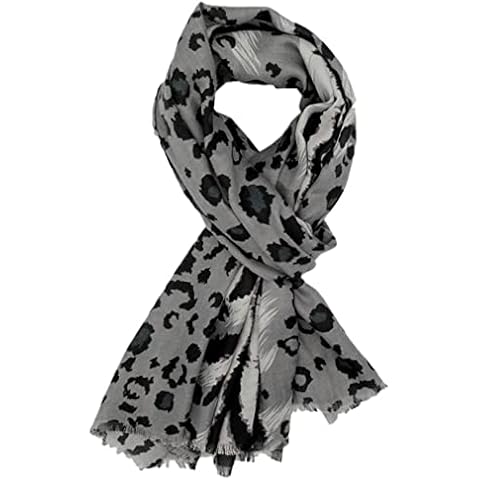 Purple Possum® Leopard Print Scarf Grey Black Zebra Stripes Animal Print Wrap Ladies Large Shawl Cover