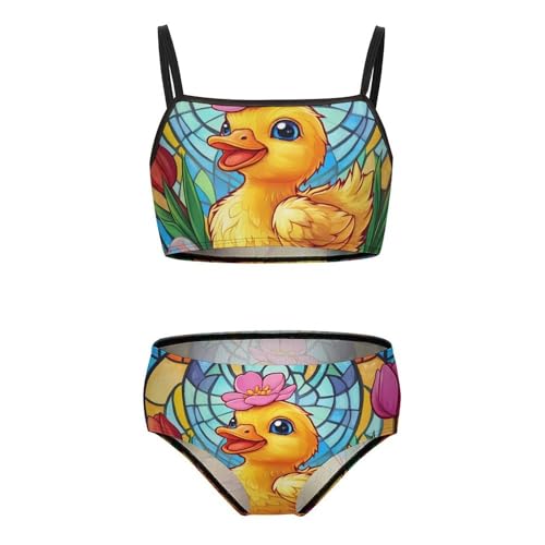 Duck Tulip Flowers Girls Bikini Swimsuit Two Piece Bathing Suit Beach Swimwear