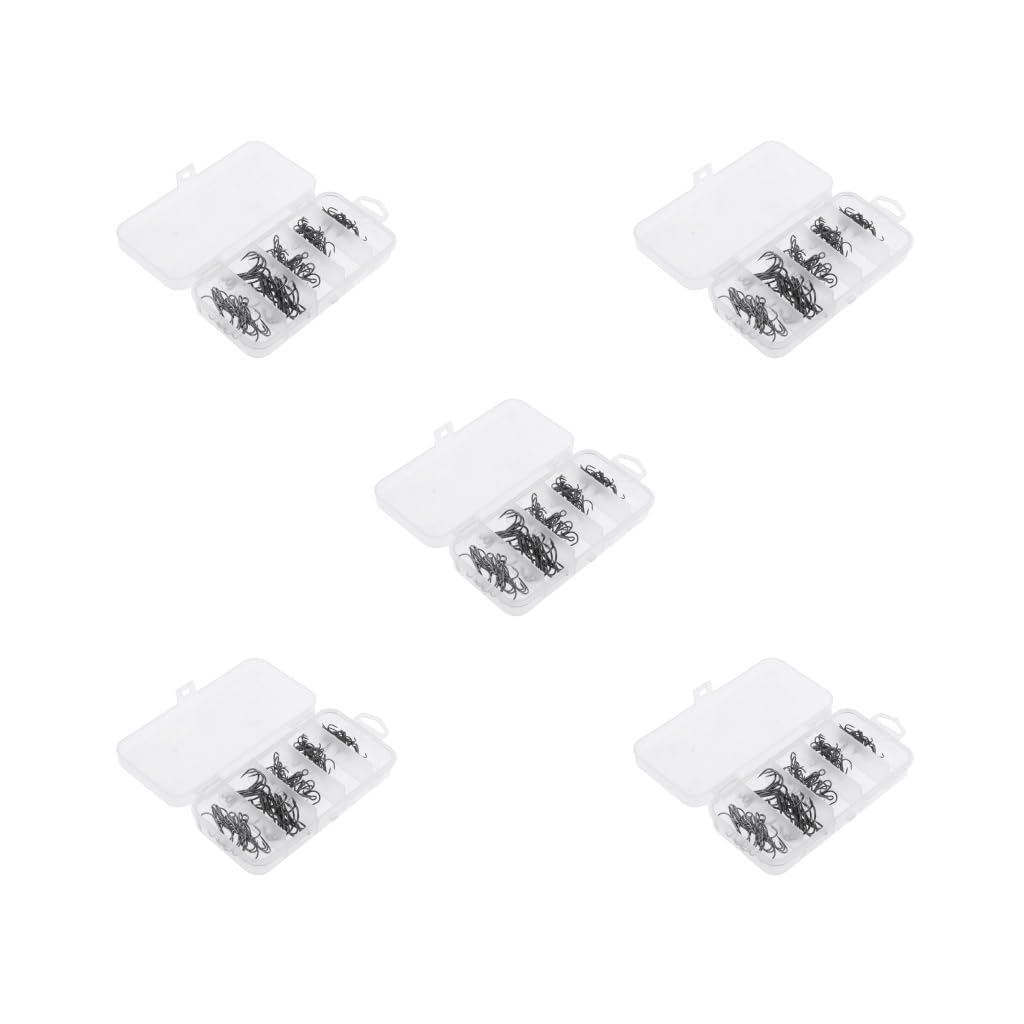 1 ensemble de hameçons triples durables Barb Leurre Appât Sea Fish Hook Kit Noir M