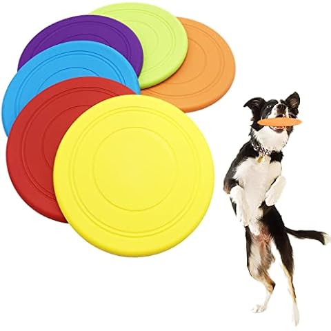 Bvrbaory 6 Pack Dog Flying Disc,Dogs Training Interactive Toys,Puppy Flyer Toy Dog Flyer,Lightweight Soft Floating Saucer for Small Medium Dog Outdoor Sport,Safe on Teeth Cover