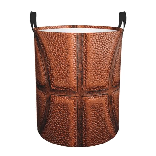 Image of Basketball Round Laundry Hamper Basket Ball Texture Storage Basket Toys Clothes Organizer Bin For Home Bathroom Bedroom Dorm Nursery, 38l