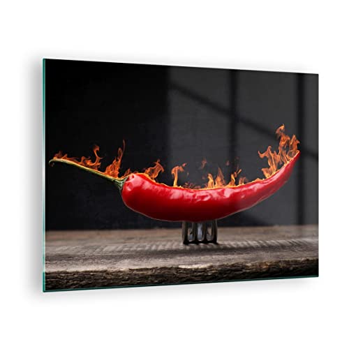 Tableau en verre piment entretien facile pour decoration murale salon moderne 70x50