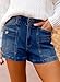 Astylish Women's Jean Shorts High Waist Double Buttons Stretchy Vintage Summer 2026 Denim Beach Shorts Jeans Button Accent Pockets Dark Blue Size 8