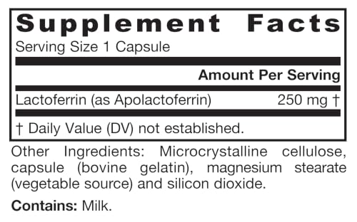 Jarrow Formulas Lactoferrin Supplements 250 mg - Immune-Supporting Glycoprotein for Healthy Immune System Support & Iron Absorption - Freeze Dried, Gluten Free, Non-GMO - 60 Capsules (Servings) - image 6