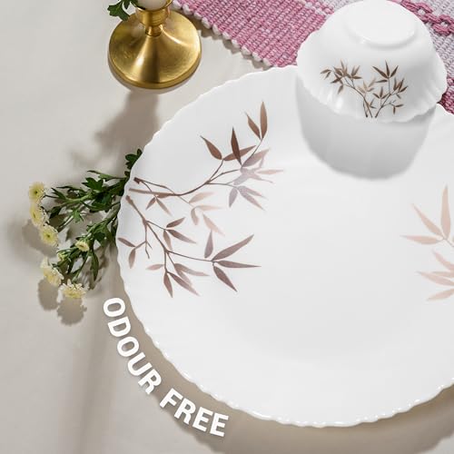Image of Treo by Milton Opalware Aurelia Arashi Dinner Set of 13 | Serving for 4 | Microwave & Dishwasher Safe | Bone-Ash Free | Tempered Toughness | Plates & Bowls | Crockery Set for Dining & Gifting