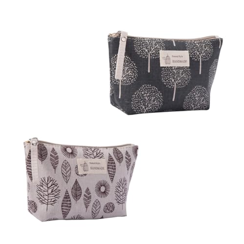 2pezzi Borse Da Make-up Tela Stampa Portatile Per Cosmetici e Toiletries Borsa Da Viaggio Compatta