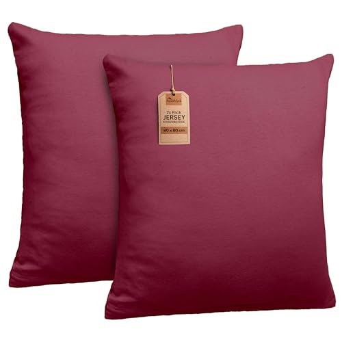 NatureMark Lot de 2 Housses de Coussin en Jersey Housse de Coussin Coussin pour dormeur latéral Coussin de Nuque Nombreuses Tailles et Couleurs Oeko-Tex (80 x 80 cm, Rouge Bordeaux)