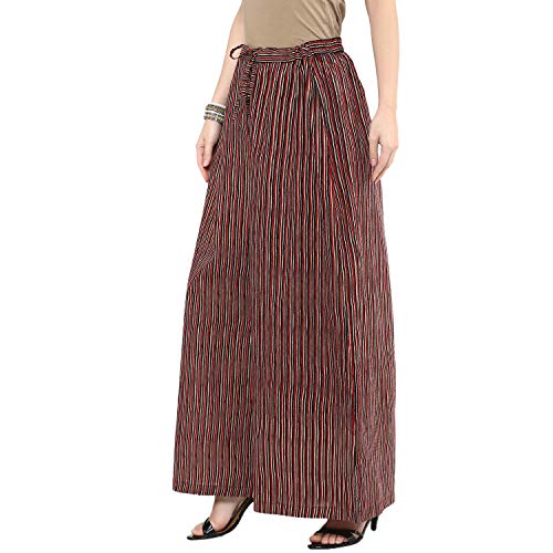 Image of Yash Gallery Women's High Rise Cotton Striped Loose Palazzo