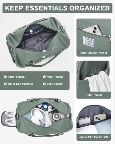 Image of Gym Bag Womens Mens with Shoes Compartment and Wet Pocket Travel Duffel Bag for Women for Plane Sport Gym Tote Bags with Toiletry Bags Waterproof Weekend Overnight Carry on Bag Hospital Holdalls