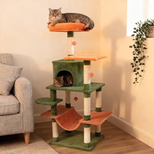 Torre para gatos interior 58 pulg con colchoneta y rascador miniatura 1