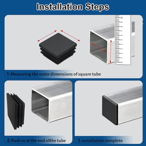 Image of 30 Pack Tubing Plug, 2Inch Square Plastic Plug Insert, Square End Caps for Metal Tube, Chair Legs, Fence