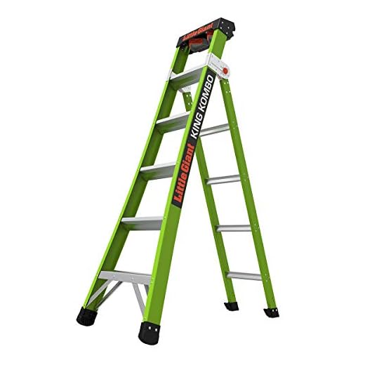 Little Giant Ladders, King Kombo, Professional, 6 Ft. A Frame, 10 Ft. Extension, Fiberglass, Type 1AA, 375 lbs Weight Rating, (13610-001)