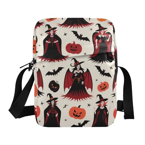 KLL Goth Red Black Halloween Witch Pumpkin messenger bags Vegan Leather mens shoulder bags crossbody Shopping Shoulder Handbags