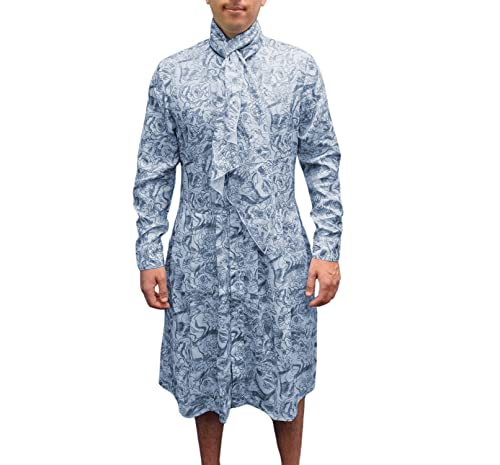 Euphegenia Doubtfire Adult Costume Dress With Scarf - 90s Movie Mens Womens Halloween Outfit (Adult Standard)