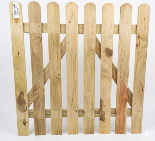 1 PZ Cancelletto per steccato in legno giardino e recinzione CM 100 X 100 H cancello in doghe esterno IMPREGNATO
