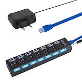 Tragbarer USB 3.0 Hub: Der leichte und kompakte USB-Hub ist einfach zu transportieren und bietet ausreichend Anschlüsse für Ihre Geräte, Laptop, PC und MacBook.