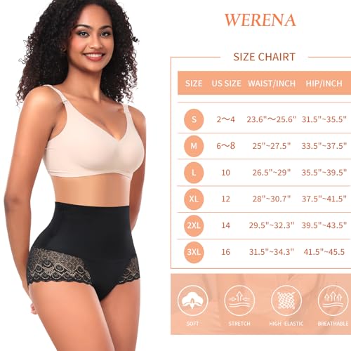 Image of Werena Tummy Control Shapewear Panties for Women High Waisted Shaping Underwear Lace Body Shaper Girdle