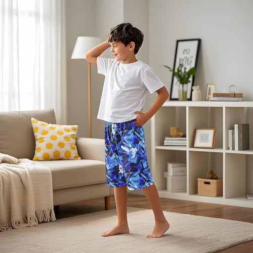 ALAZA Ice Hockey Player Blue Abstract Pajama Shorts Sleep Shorts Pant Lounge Pajama Bottoms Elastic Waist with Pockets4