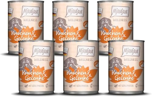 MjAMjAM - Premium Nassfutter für Hunde - Wellness - Knochen & Gelenke - Rind, 6er Pack (6x400g), getreidefrei