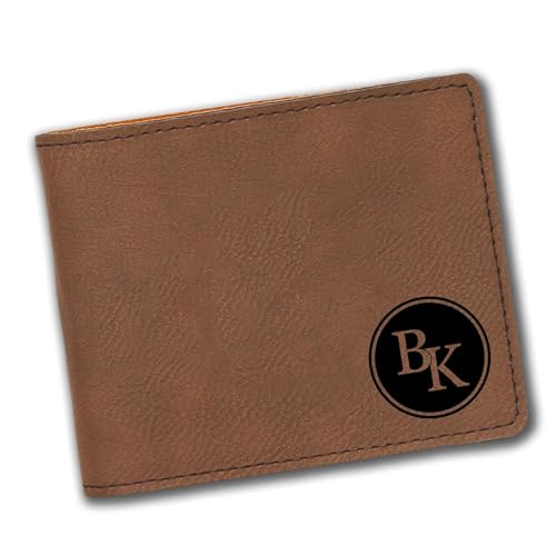 Alterd Industries Wallet Personalized - Custom Engraved Bifold Leather Wallets Minimalist for Men Monogrammed Initals Monogram Gifts for Him (Wallet Only, Interlocking Monogram, Brown)2
