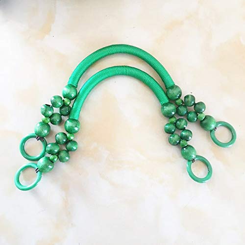 DINGM 1 Paio di Tracolla per Borsa in Corda di Perline in Legno retrò Tracolla con Manico Multicolore per Borsa Gancio di Ricambio Fai-da-Te per la Fabbricazione di Borse