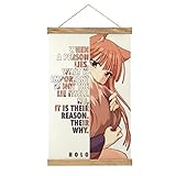 Holo Spice and Wolf VII Poster Scroll Poster Wall Fabric Decor Hanging Paintings Wood Frame Hanger Magnetic Kit Holder Print Picture for Living Room Bedroom Decoration