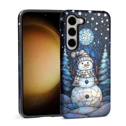 Coque Samsung Galaxy S23 de Noël avec verre teinté motif bonhomme de neige