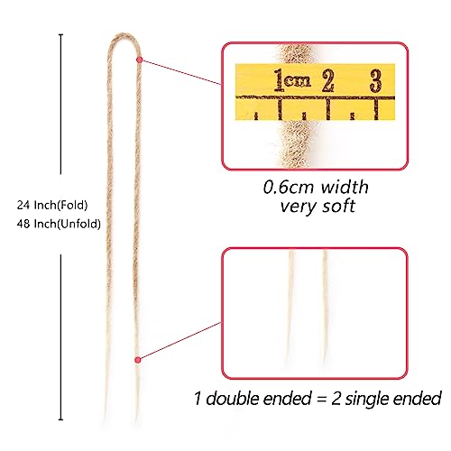 Leeven Double Ended Dreadlock Extensions 24 Inch Ombre Blonde Synthetic 0.6 cm Width Thin DE Dreads Crochet Hippie Wool Dreads 10 Strands Handmade Soft Loc Extensions for Women Men