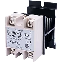 TWTADE/JTX-2C AC 110V MK2P-I DPDT Power Relay with Plug-in Terminal Socket Base 8 Pin 2NO 2NC + SSR-40 DD 40A DC 3-32V to DC 5-60V SSR Solid State Relay + Heat Sink