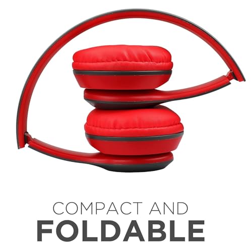 Image of Clokify Over-Ear Wireless Gaming Headphones, Bluetooth with Microphone with Long Battery Backup (Red)
