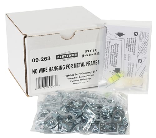 Image of Fletcher Picture Perfect No-Wire Hanging Kit for Metal Picture Frames | Keeps Frames Level with Flush Mount Hardware for Wall Art, Mirrors & Signs | Supports up to 50lbs.