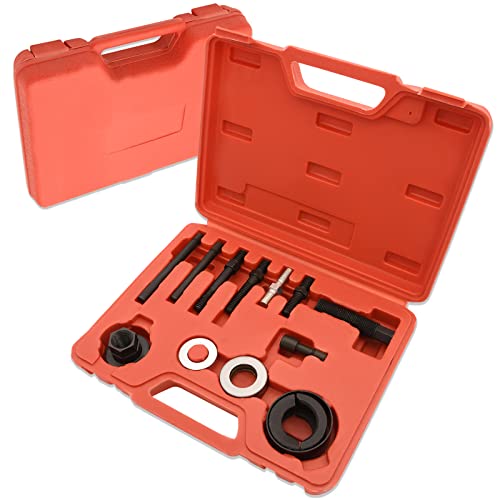 LOYPP Power Steering Pulley Puller Installer Set, Pulley Puller and Installer Kit, Power Steering Puller Tool, Pulley Remover and Installer Set 12 Pcs for Water Pump Pulley Installer