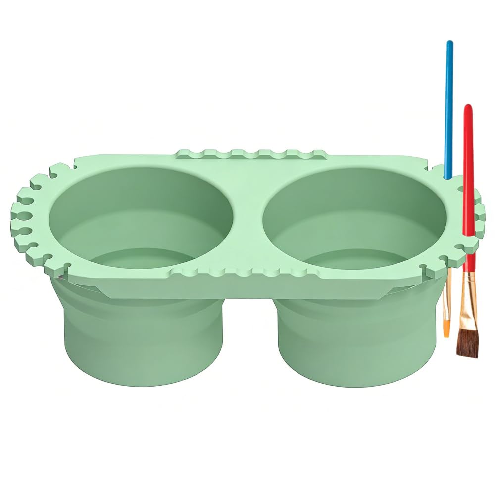 Bdkmms Green Paint Brush Cleaner Cup, Foldable Silicone Brush Cleaning Rinse Cup Non-Spill Painting Water Pen Holder For Acrylic, Watercolor